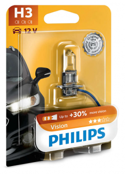 Philips H3 12V Scheinwerferbirne Glassockellampe 55W PK22s Vision (Premium) +30%